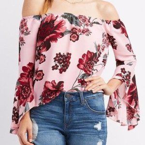 Charlotte Russe Floral  Bell Sleeve Top SZ-M